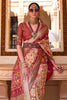 Cream & Brown Patola Silk Saree  with Designer Border