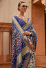 Cream & Admiral Blue Smoothy Printed Patola Silk with Designer Border