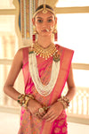 Pink Colour Patola Silk Saree  Zari Weaving With Blouse