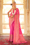Fuscia Pink Banarasi Silk Saree With Zari Weaving Work