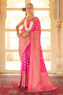 Pink Colour Patola Silk Saree  Zari Weaving With Blouse