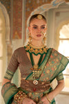 Dark Green  Patola Silk Saree  Zari Weaving With Blouse