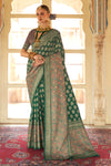 Dark Green  Patola Silk Saree  Zari Weaving With Blouse