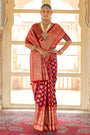 Maroon Patola Silk Saree  Zari Weaving With Blouse