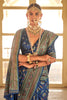 Blue Patola Silk Saree  Zari Weaving With Blouse