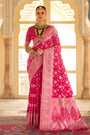 Pink  Patola Silk Saree  Zari Weaving With Blouse