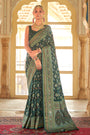 Green Patola Silk Saree  Zari Weaving With Blouse