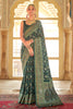 Green Patola Silk Saree  Zari Weaving With Blouse