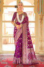 Bright Pink  Patola Silk Saree  Zari Weaving With Blouse