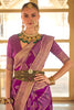 Purple Patola Silk Saree  Zari Weaving With Blouse