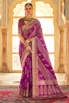 Purple Patola Silk Saree  Zari Weaving With Blouse