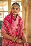 Pink  Patola Silk Saree  Zari Weaving With Blouse