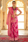 Pink  Patola Silk Saree  Zari Weaving With Blouse