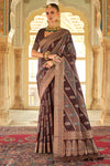 Pecan Brown Banarasi Silk Saree With Zari Weaving Work