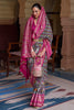 Stylish Pink And Grey Colour Soft Silk Saree With Hand Print