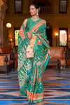 Dynasty Green & Orange Soft Patola Silk Saree