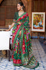 Lava Red & Green Pure Silk Designer Patola Saree