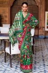 Lava Red & Green Pure Silk Designer Patola Saree