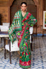 Lava Red & Green Pure Silk Designer Patola Saree