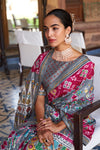 Grey & Pink Colored  Soft Patola Silk Saree