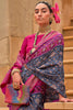 Blue Pure Dola Silk Designer Patola Saree