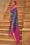 Blue Pure Dola Silk Designer Patola Saree