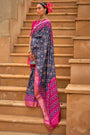 Blue Pure Dola Silk Designer Patola Saree