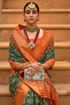 Green Pure Dola Silk Designer Patola Saree
