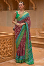 Midnight Blue Pure Dola Silk Designer Patola Saree