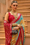 Mustard Yellow Pure Dola Silk Designer Patola Saree