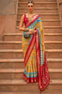 Mustard Yellow Pure Dola Silk Designer Patola Saree