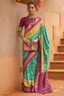 Firozi Pure Dola Silk Designer Patola Saree