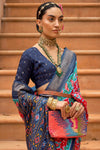 Red & Blue Pure Dola Silk Designer Patola Saree