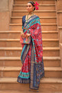 Red & Blue Pure Dola Silk Designer Patola Saree