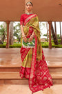 Yellow And Red Pure Silk Patola Saree Zari Weaving With Blouse