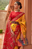 Dark Yellow And Red Pure Silk Patola Saree Zari Weaving With Blouse