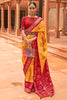 Dark Yellow And Red Pure Silk Patola Saree Zari Weaving With Blouse