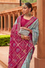 Sky Blue And Red Pure Silk Patola Saree Zari Weaving With Blouse