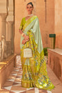 Pear Green Patola Silk Saree With  Printed Work