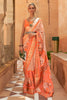 Peach  Patola Silk Saree With  Printed Work