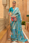 Sky Blue Patola Silk Saree With Weaving Work