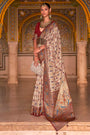 White and Maroon Patola Saree