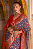 Denim Blue And Red Patola Saree