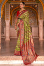 Pear Green And Red Patola Saree