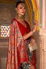 Dark Green And Red Patola Saree