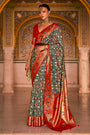 Dark Green And Red Patola Saree