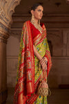 Green And Red  Soft Cotton Silk Patola Saree
