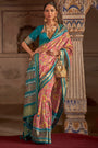Pink And Blue  Soft Cotton Silk Patola Saree