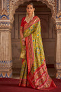 Green And Red  Soft Cotton Silk Patola Saree
