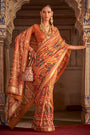 Orange  Soft Cotton Silk Patola Saree
